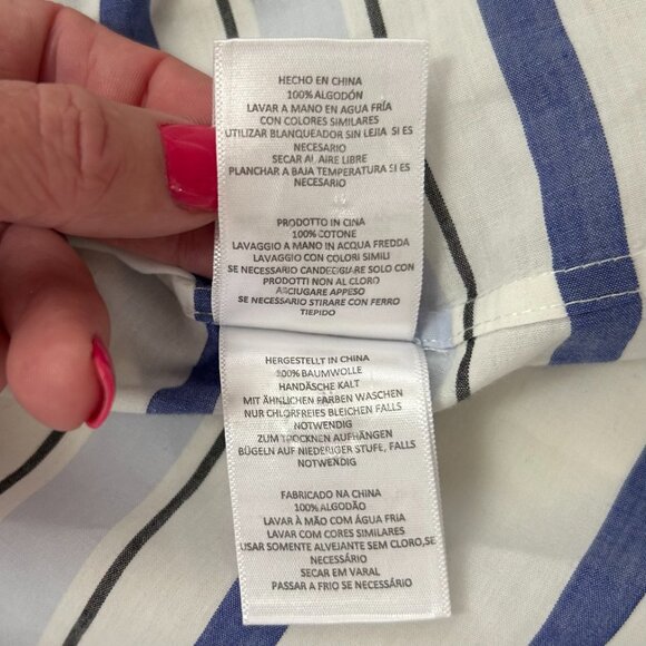 Equipment Femme Blue White Striped Cotton Button Down Shirt S Classic Workwear - Picture 8 of 10